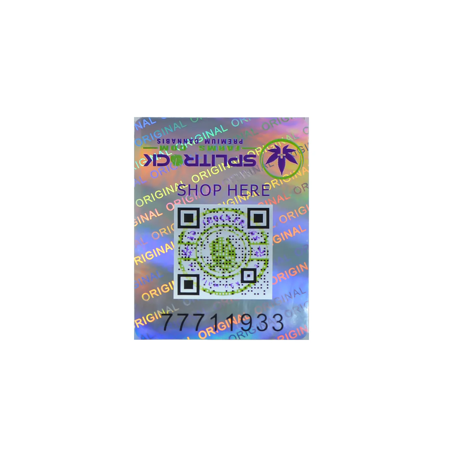 Sample combining optical artwork, a QR code and a serial number